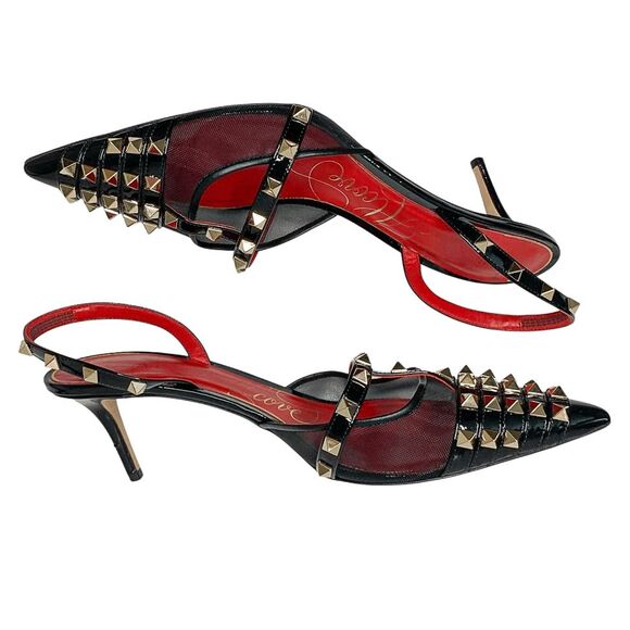 Valentino Garavani Alcove Rockstud Slingback Mesh Pumps EU 41.5 Spiked Heels - Picture 6 of 13